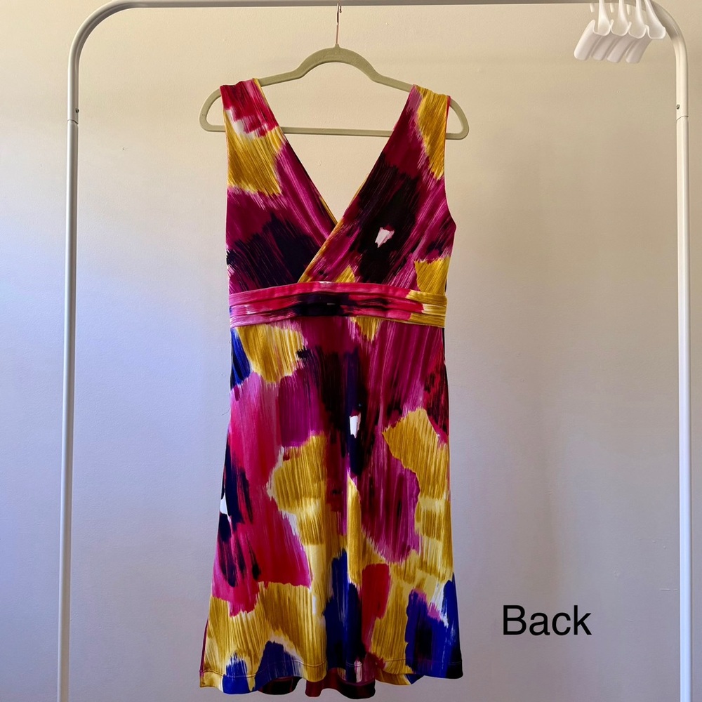 Antonio Melani Abstract Watercolor Floral Print Dress - Picture 2 of 5